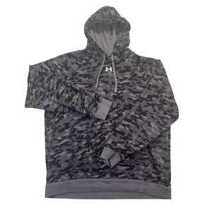 Under Armour Camo Hoodie Mens XL Black Full Zip Fleece Sweatshirt Activewear